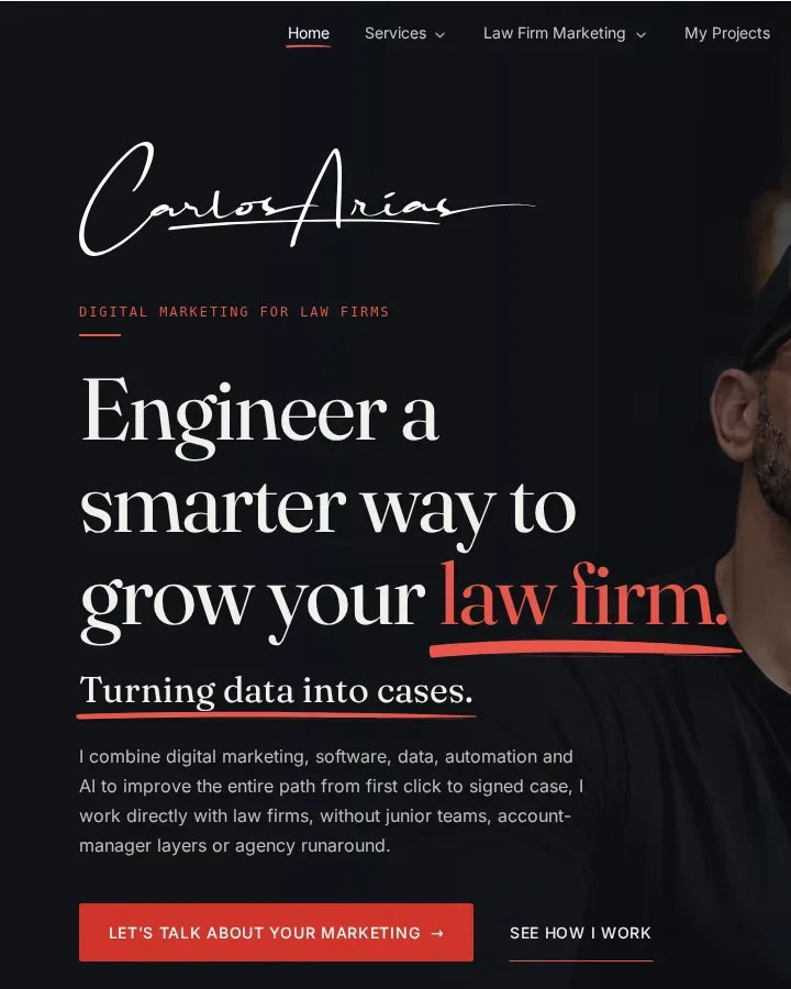 CarlosArias.com homepage, a site operated by Nova