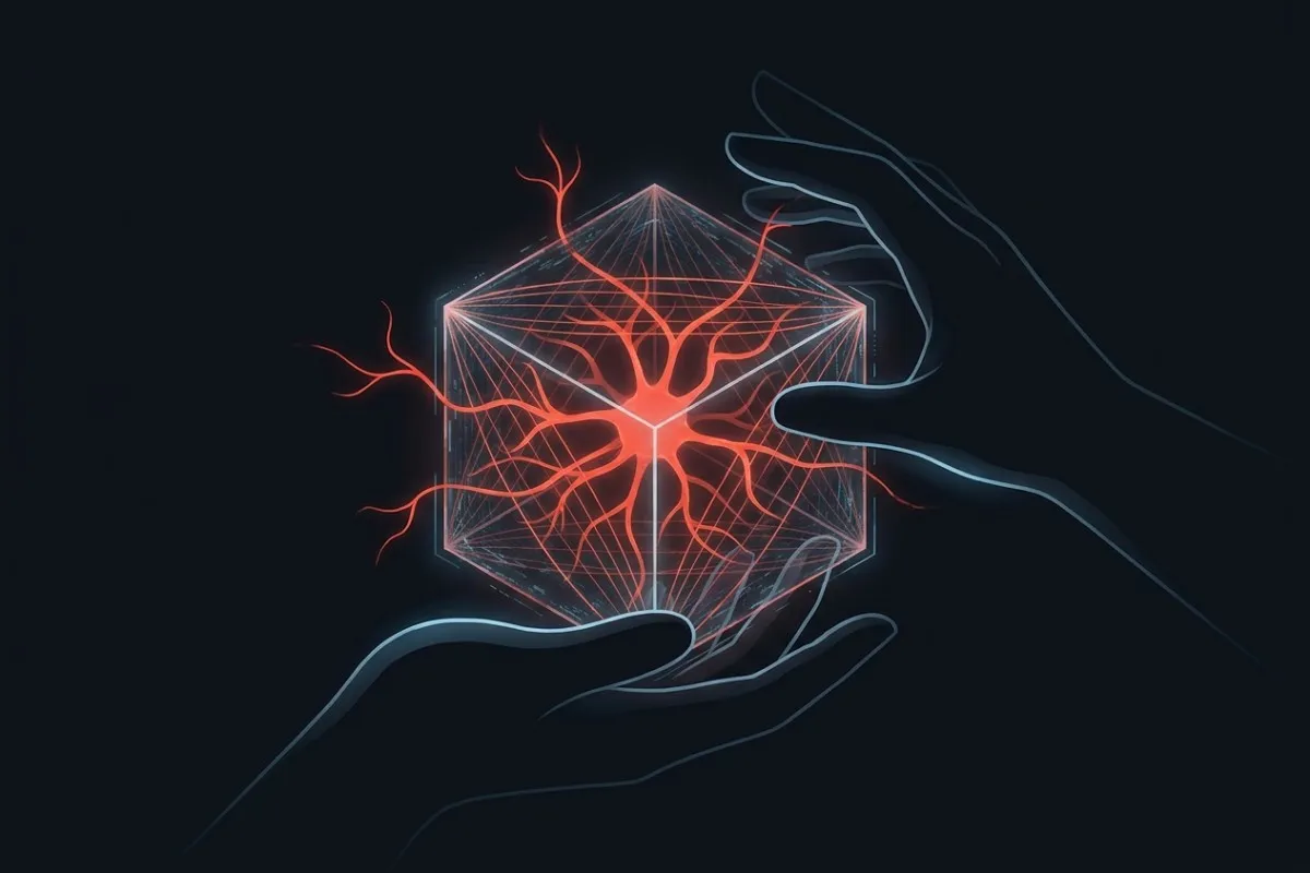 Abstract visualization of an AI agent bounded inside nested containment layers.