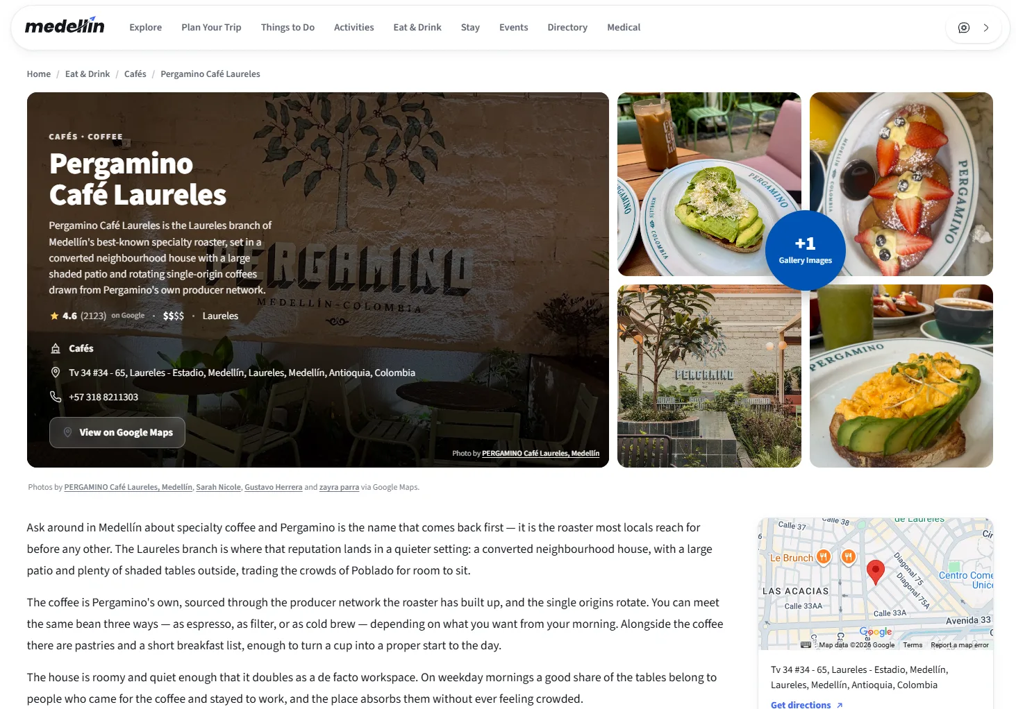 Business listing page